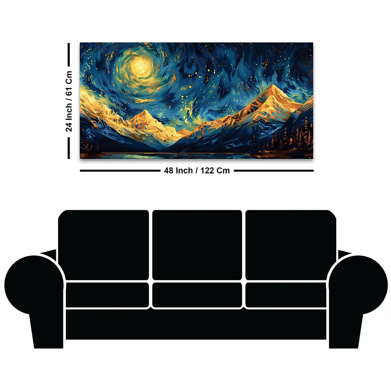 Abstract Cosmic Sky Mountain Canvas Painting for Home Décor