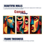 Abstract Cubist Faces Canvas Wall Painting Set of Three