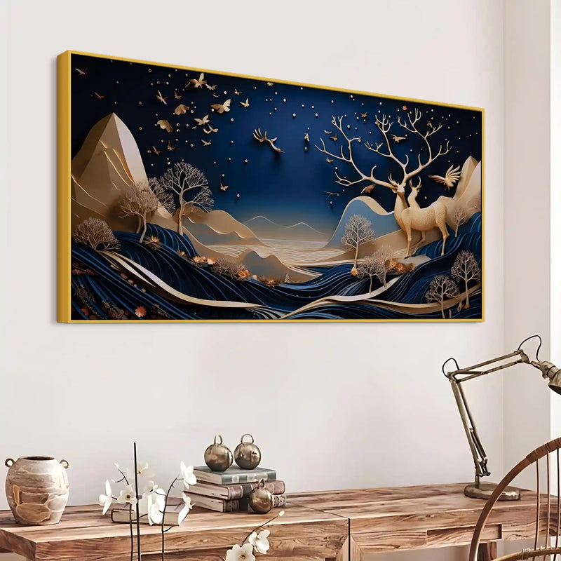 Abstract Deer Canvas Painting for Modern Home