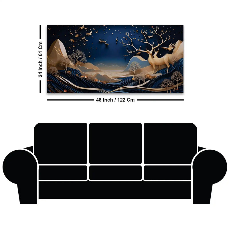 Abstract Deer Canvas Painting for Modern Home