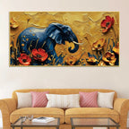 Abstract Elephant in Bloom Canvas Painting