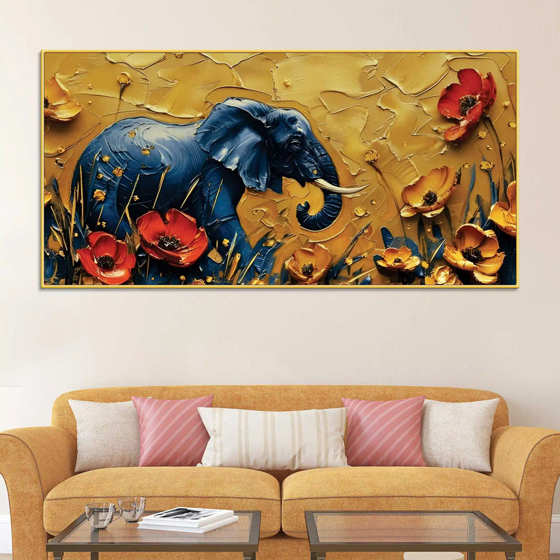 Abstract Elephant in Bloom Canvas Painting