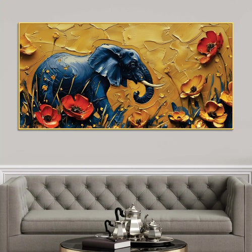 Abstract Elephant in Bloom Canvas Painting