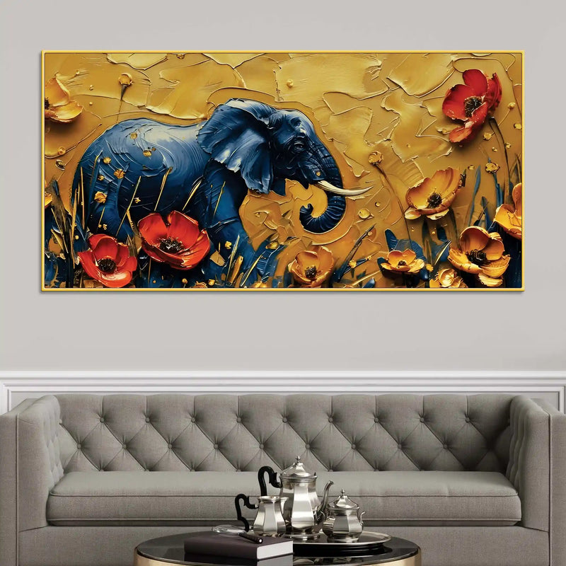 Abstract Elephant in Bloom Canvas Painting