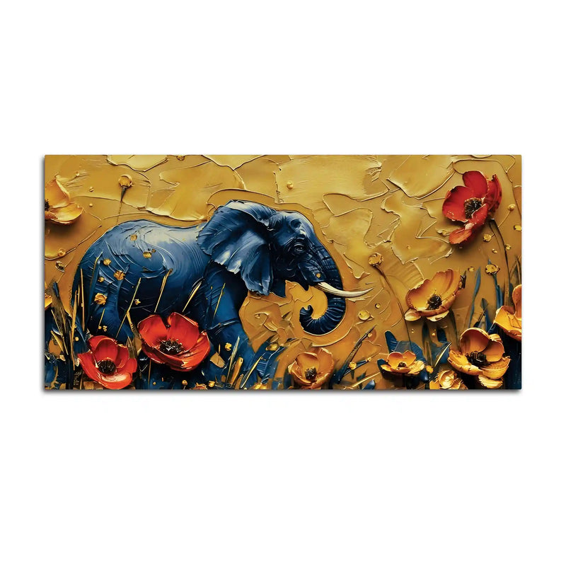 Abstract Elephant in Bloom Canvas Painting