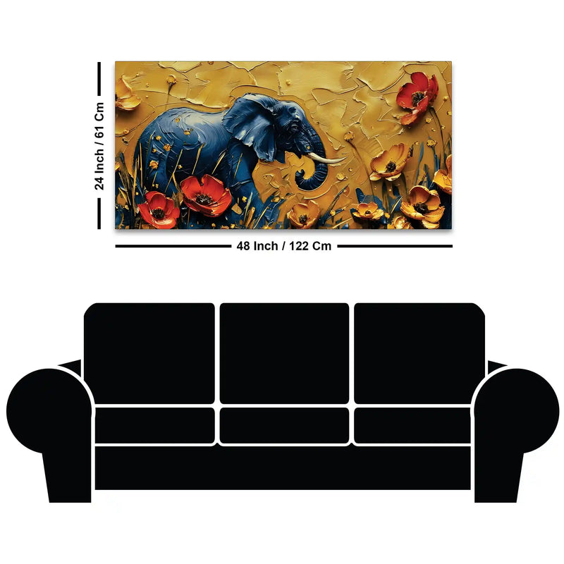 Abstract Elephant in Bloom Canvas Painting
