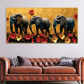 abstract-elephant-trio-and-flowers-artistic-canvas-wall-painting