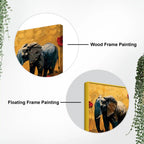 Abstract Elephant Trio and Flowers Artistic Canvas Wall Painting