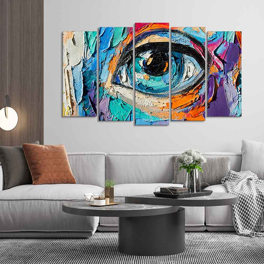 Abstract Eye Canvas Wall Painting of Five Pieces Set