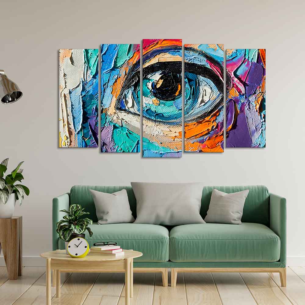 Abstract Eye Canvas Wall Painting of Five Pieces Set