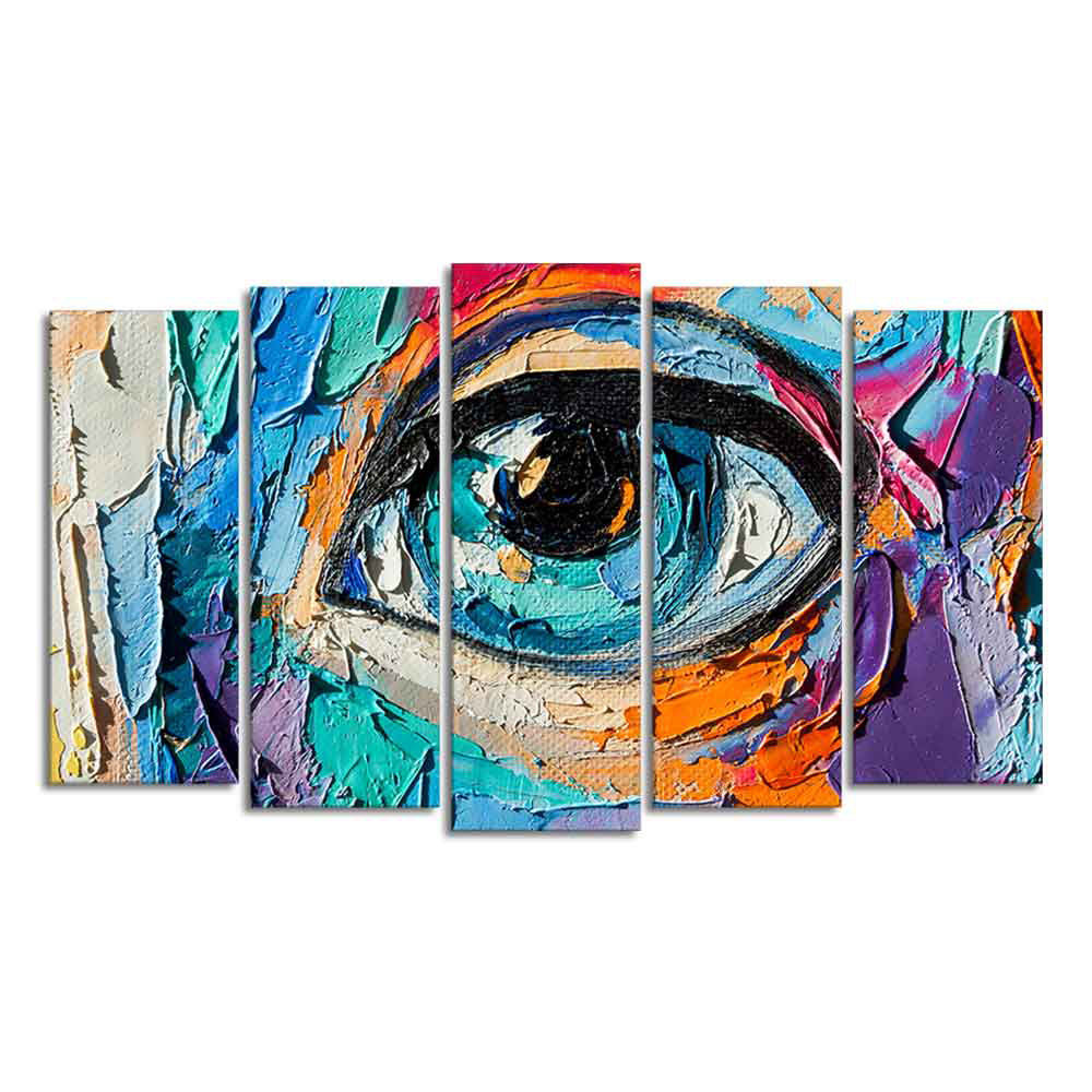 Abstract Eye Canvas Wall Painting of Five Pieces Set