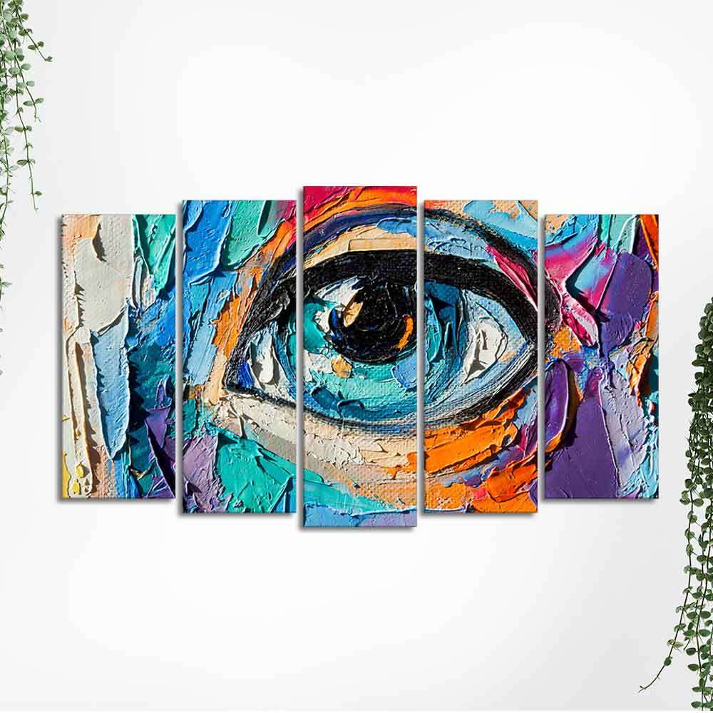 Abstract Eye Canvas Wall Painting of Five Pieces Set