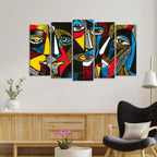 Abstract Faces 5 Pieces Premium Wall Painting