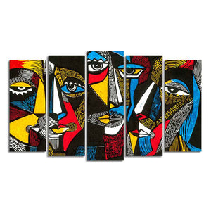 Abstract Faces 5 Pieces Premium Wall Painting