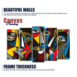 Abstract Faces 5 Pieces Premium Wall Painting