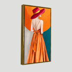 Abstract Fashion Woman in Orange Dress Canvas Wall Painting