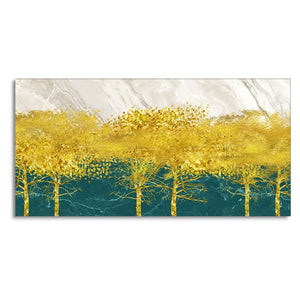 Abstract Forest with Golden Tree Premium Canvas Wall Painting