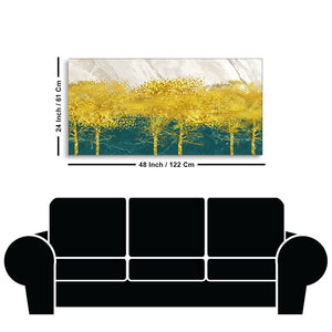 Abstract Forest with Golden Tree Premium Canvas Wall Painting