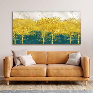 Abstract Forest with Golden Tree Premium Canvas Wall Painting