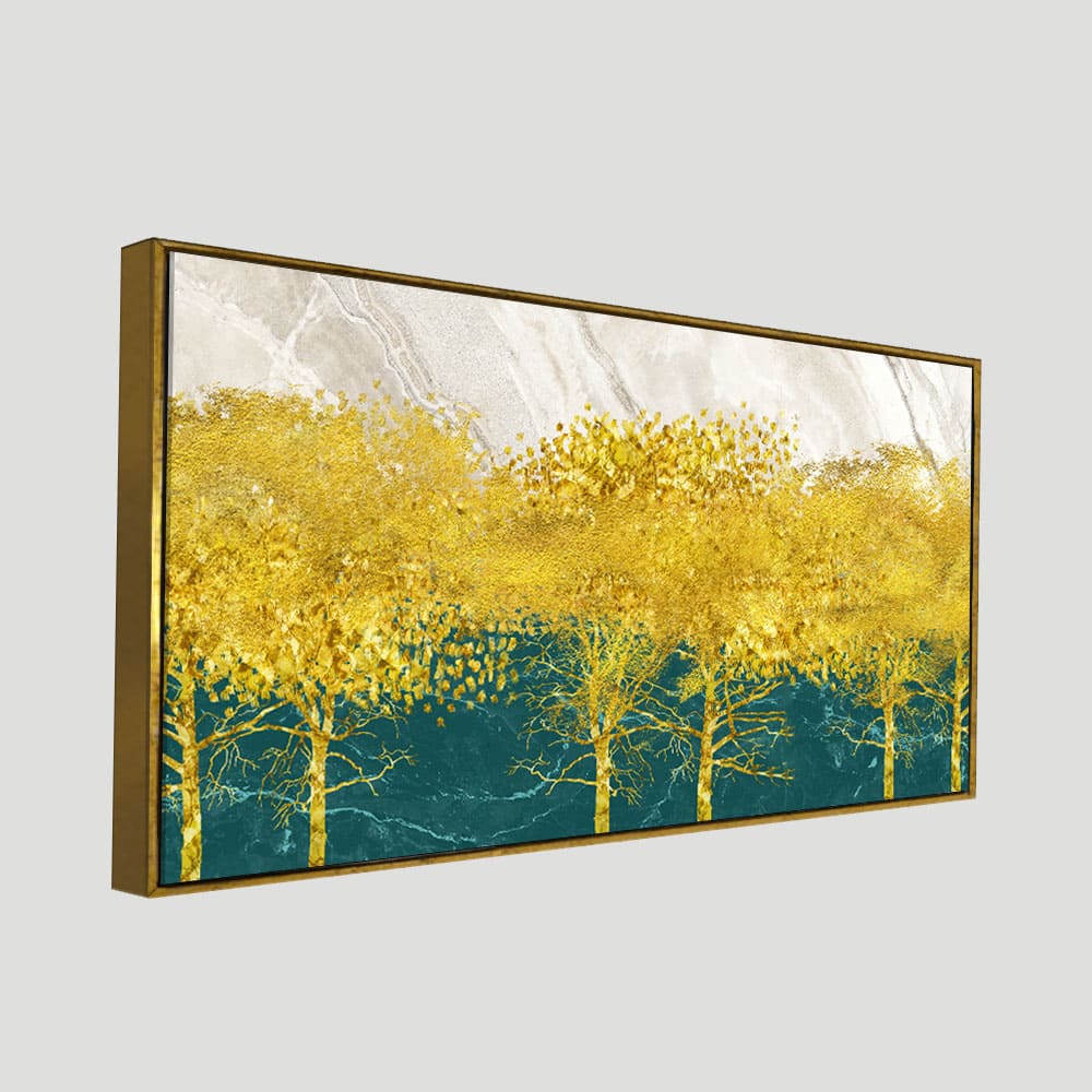 Abstract Forest with Golden Tree Premium Canvas Wall Painting