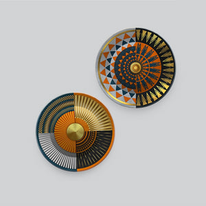 Abstract Geometric Circle Art Wall Hanging Plates of Two Pieces