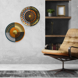 Abstract Geometric Circle Art Wall Hanging Plates of Two Pieces