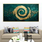 Abstract Gold Spiral Canvas Painting for Home