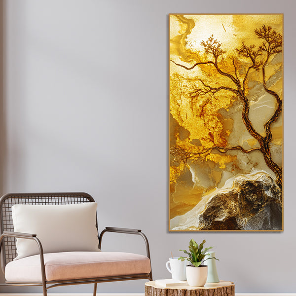Abstract Golden Artistic Tree Art Canvas Wall Painting