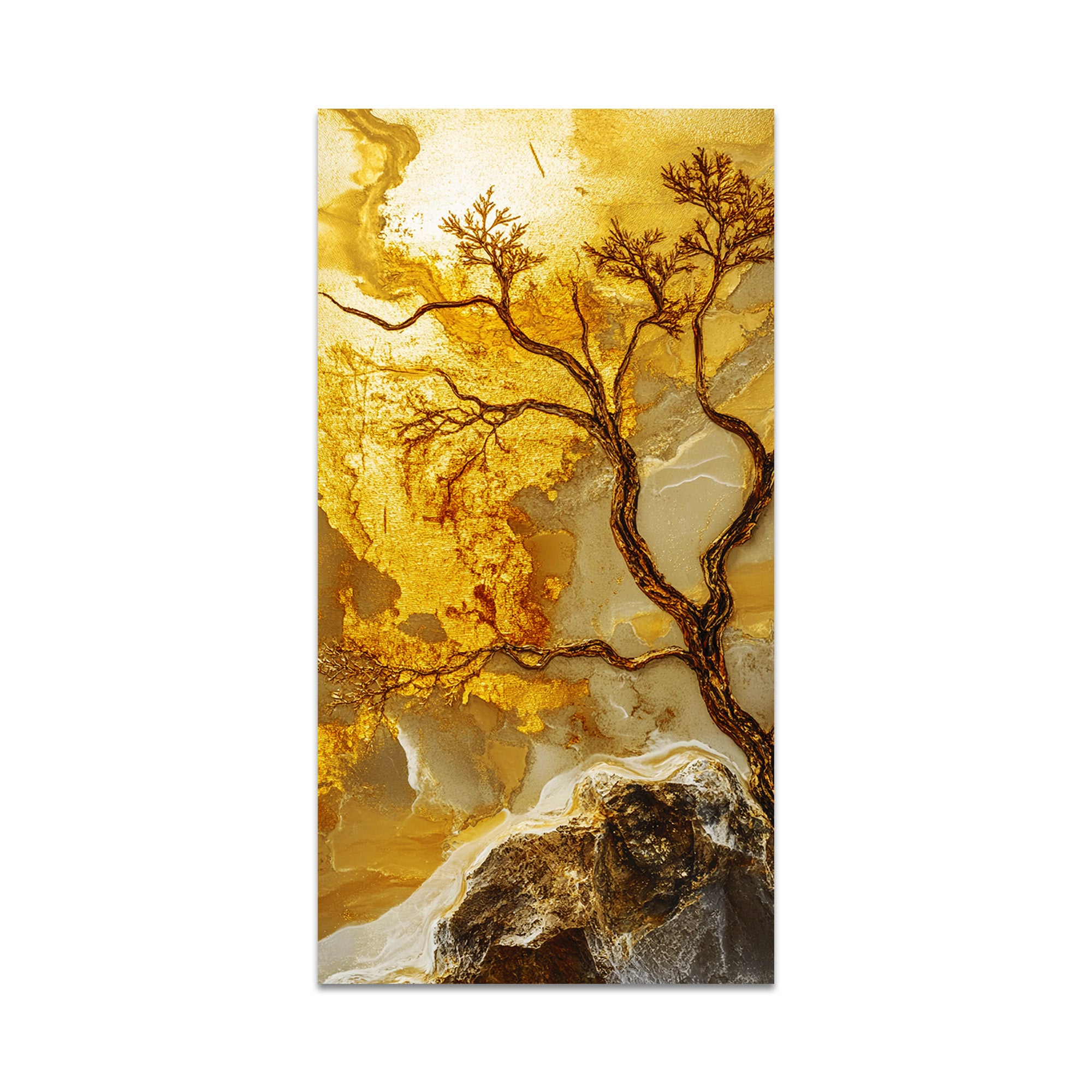 Abstract Golden Artistic Tree Art Canvas Wall Painting