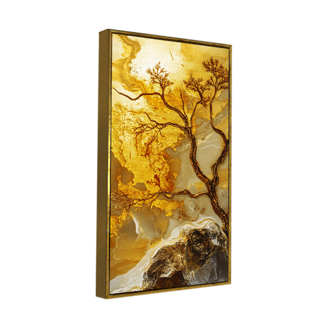 Abstract Golden Artistic Tree Art Canvas Wall Painting