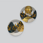 Abstract Golden Birds Flying Luxurious Art Wall Hanging Plates of Two Pieces