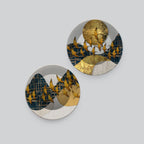 Abstract Golden Birds Flying Luxurious Art Wall Hanging Plates of Two Pieces