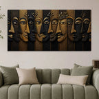 Abstract Golden Faces Black & Gold Metallic Look 3D Canvas Wall Painting