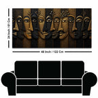 Abstract Golden Faces Black & Gold Metallic Look 3D Canvas Wall Painting