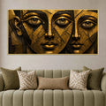 Abstract Golden Geometric Faces Metallic Look 3D Canvas Wall Painting
