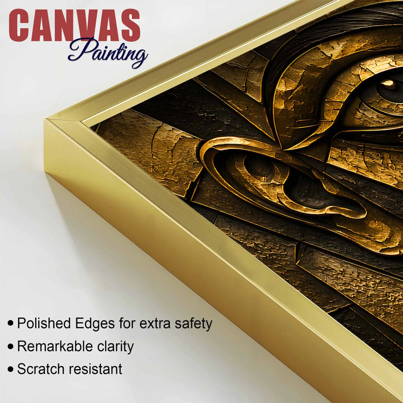 Abstract Golden Geometric Faces Metallic Look 3D Canvas Wall Painting