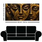Abstract Golden Geometric Faces Metallic Look 3D Canvas Wall Painting