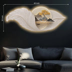 Golden Ginkgo Leaves Premium Crystal Glass Backlit LED Painting