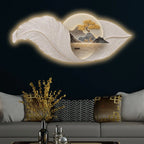 Golden Ginkgo Leaves Premium Crystal Glass Backlit LED Painting