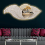 Golden Ginkgo Leaves Premium Crystal Glass Backlit LED Painting