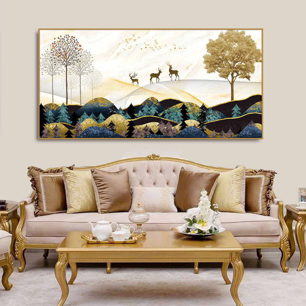 Golden Deer Canvas Art