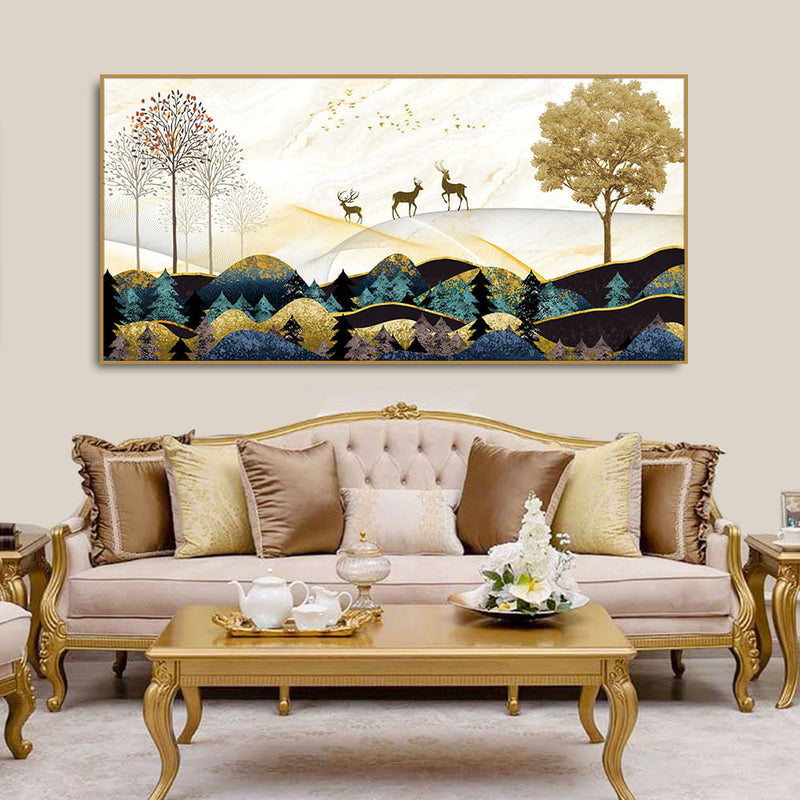 Golden Deer Canvas Art