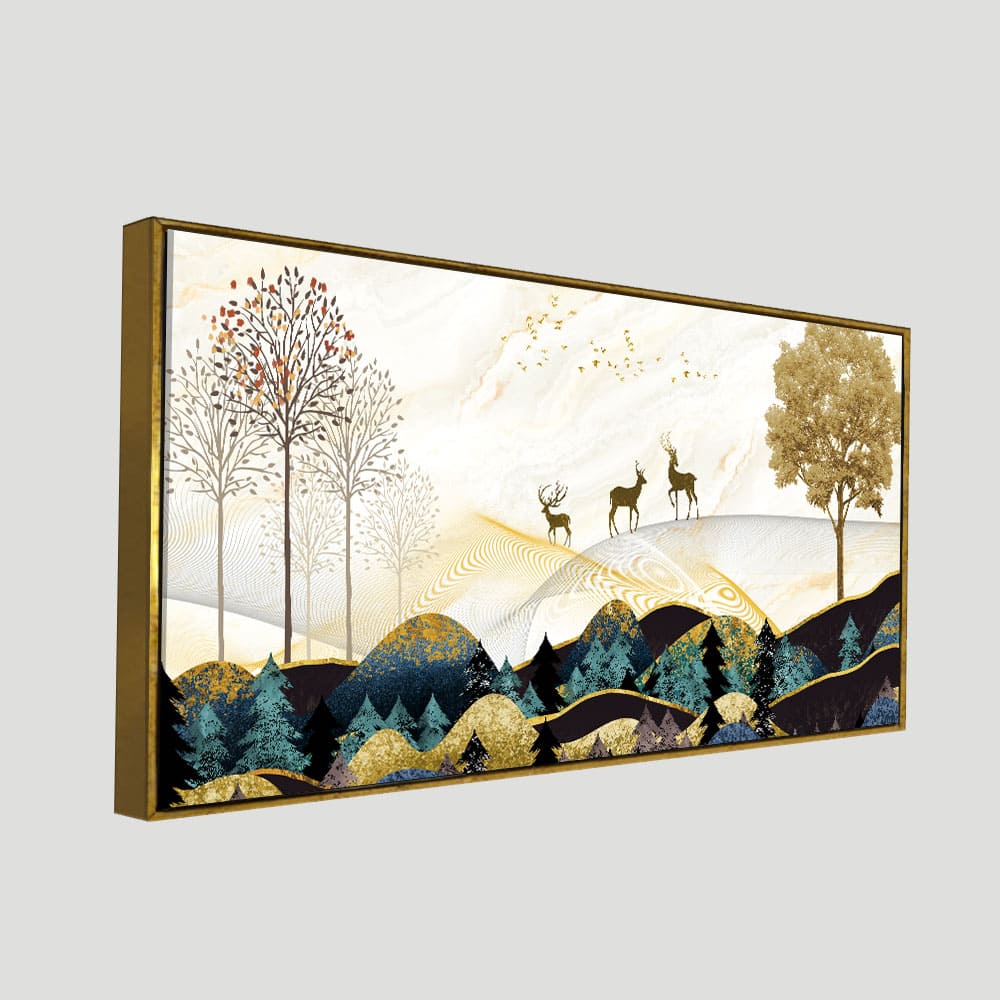 Deer & Trees Gold Print