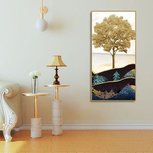 Abstract Golden Tree Premium Canvas Wall Painting