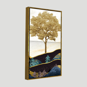 Abstract Golden Tree Premium Canvas Wall Painting