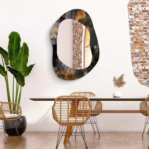 Abstract Irregular Acrylic Wall Mirror with Smoky Frame