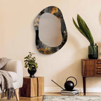 Abstract Irregular Acrylic Wall Mirror with Smoky Frame