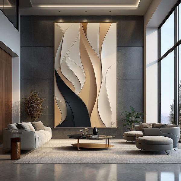 Abstract Layered 3D Wall Decor Art for High Ceiling Living Room