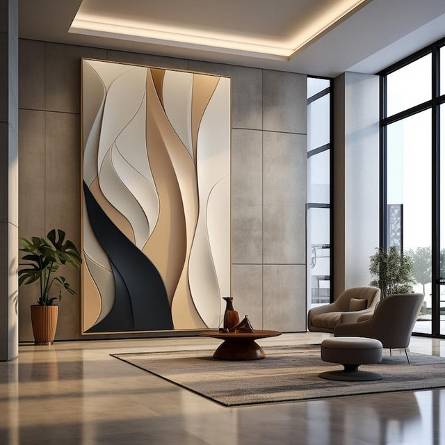 Abstract Layered 3D Wall Decor Art for High Ceiling Living Room