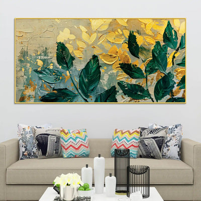 Abstract Leaves Canvas Wall Art Modern Painting for Bedroom